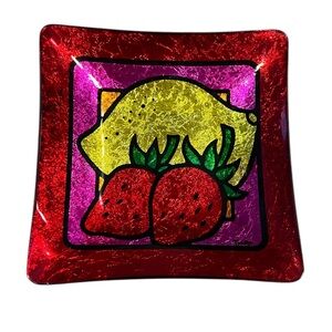 Vintage Vibrant Fruit Design Glass trinket dish